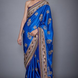 Royal Blue Embroidered Saree