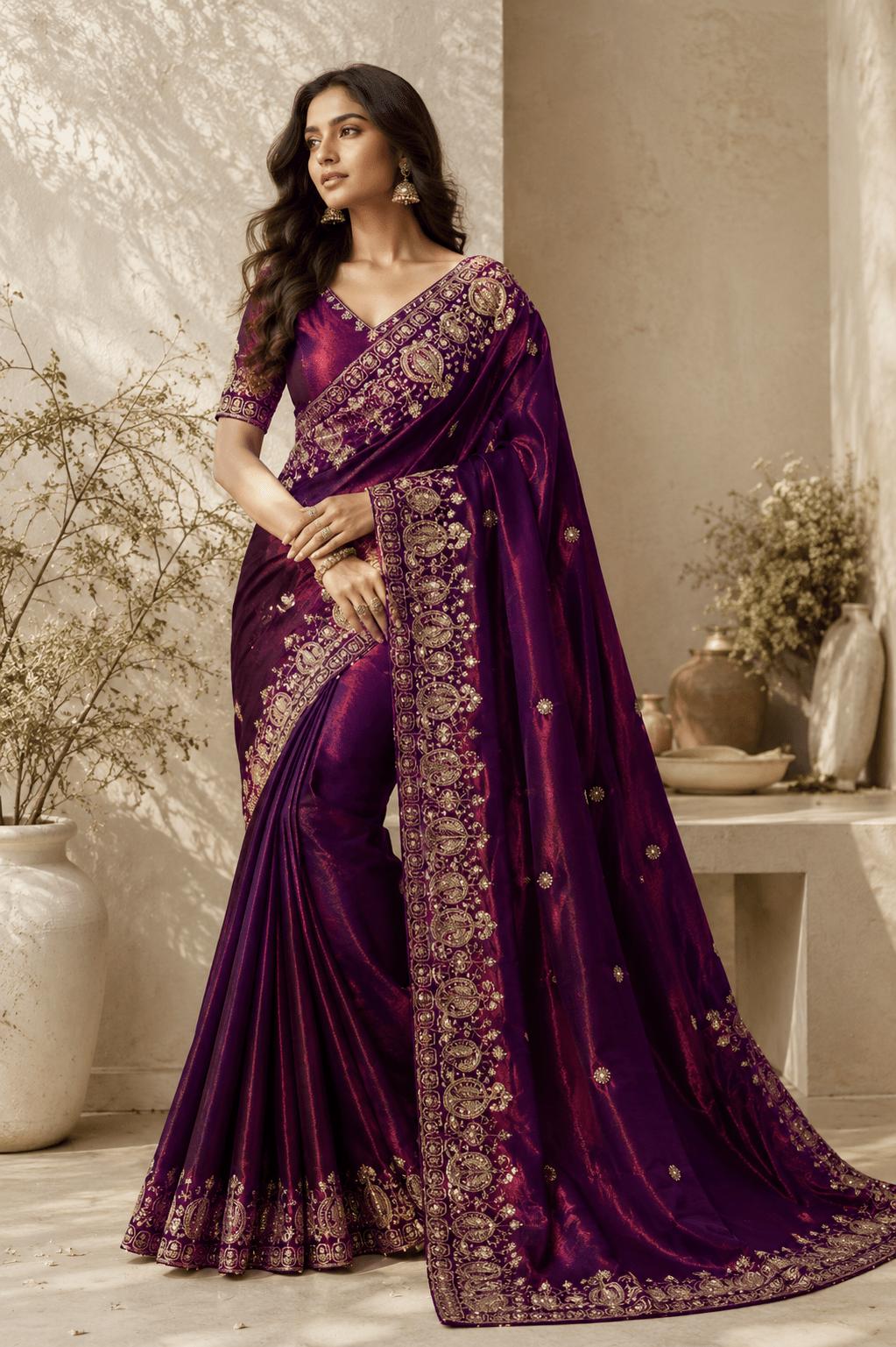 Ivory Gold Saree - Image 2